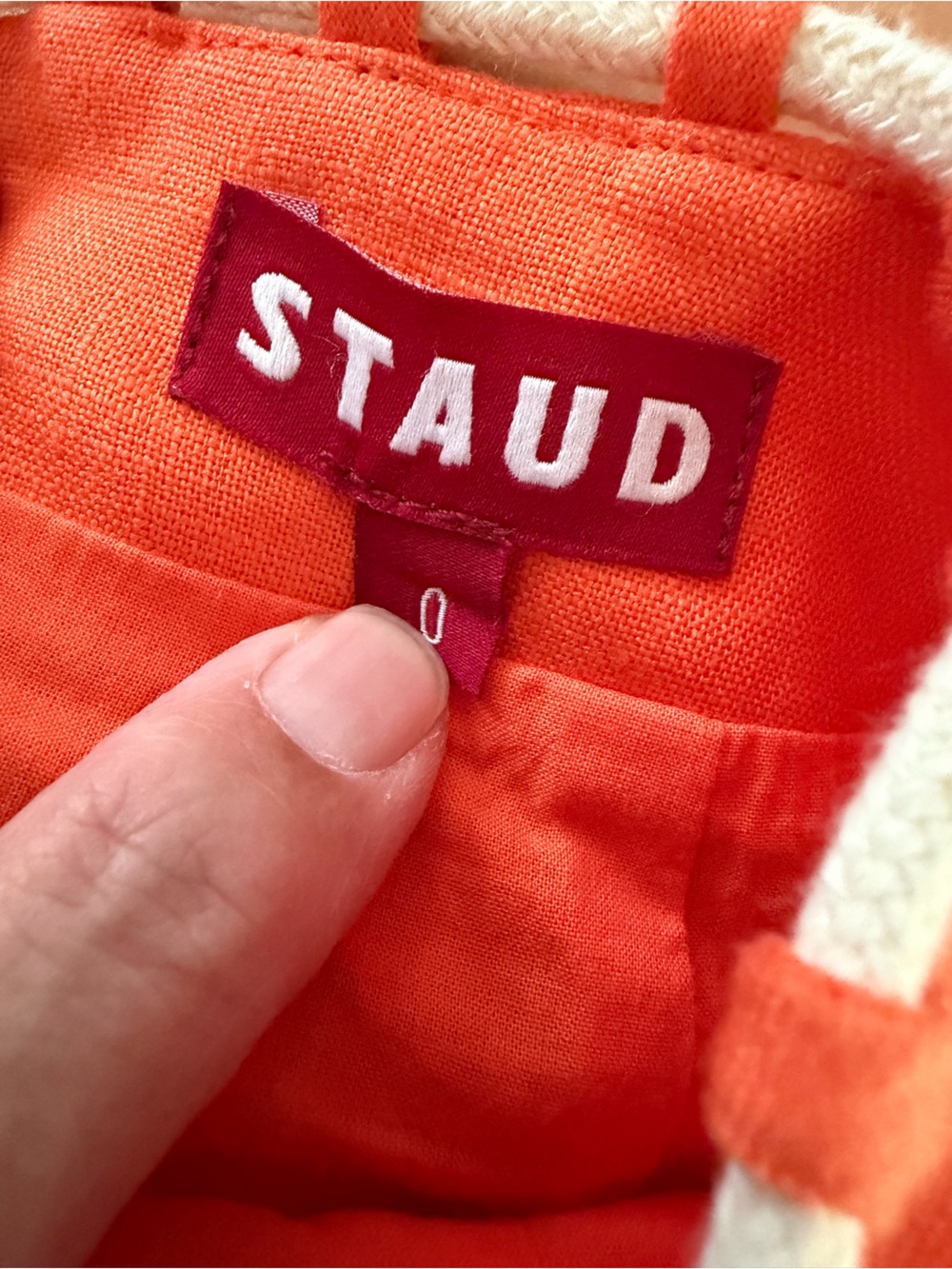 Staud Orange Arianna Pop Border Linen Mini Skirt 0 gameday Tennessee Clemson - Picture 3 of 7